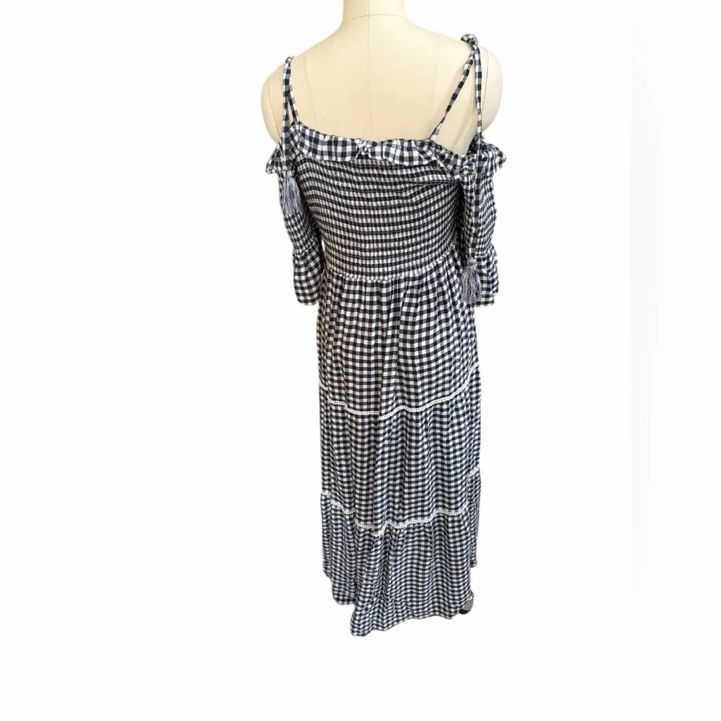 Faherty Sylvia gingham tiered maxi dress size xs, new - Image 5