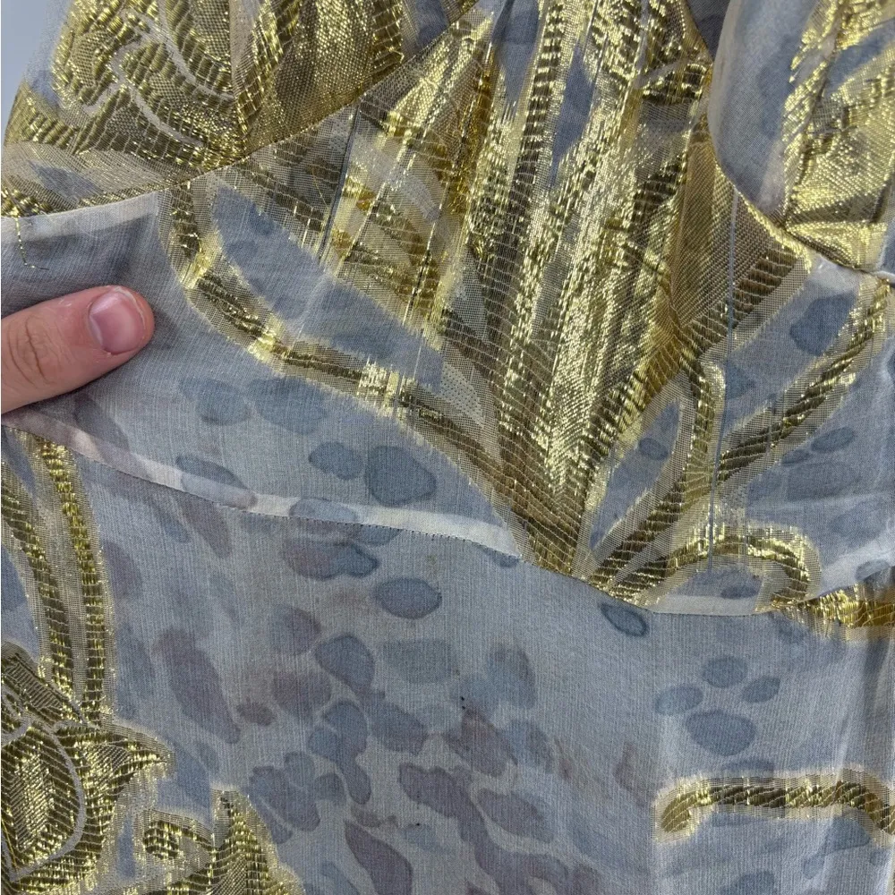 Vera wang lavender label silk boho coquette metallic floral evening dress xs 0 - Image 4