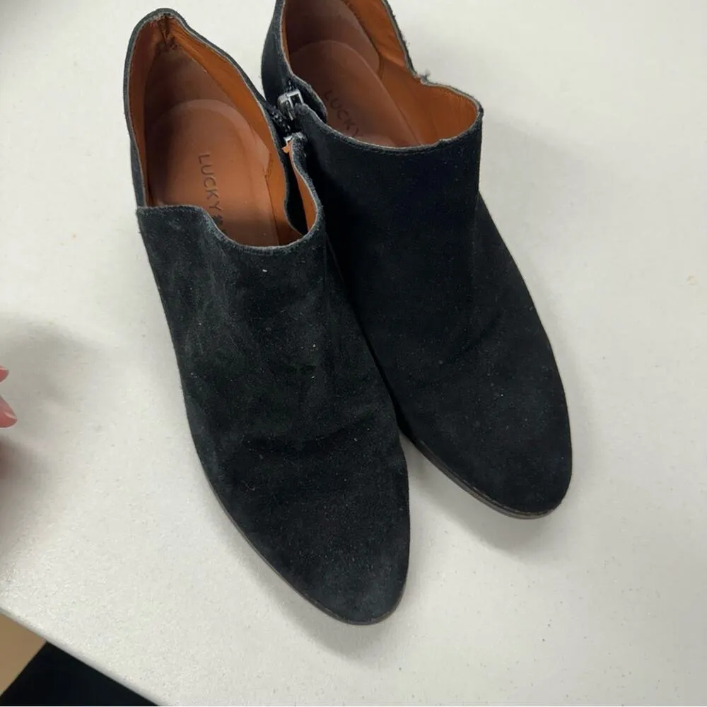 Lucky Brand Black Suede Leather Ankle Boots Booties Womens 7.5 Shooties Fall - Image 5