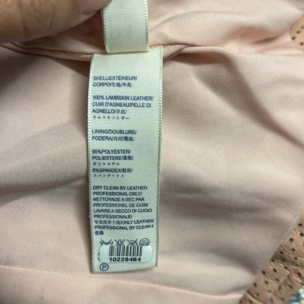 Rebecca Minkoff Wes Perforated Lambskin Leather Moto Jacket Blush - Image 12