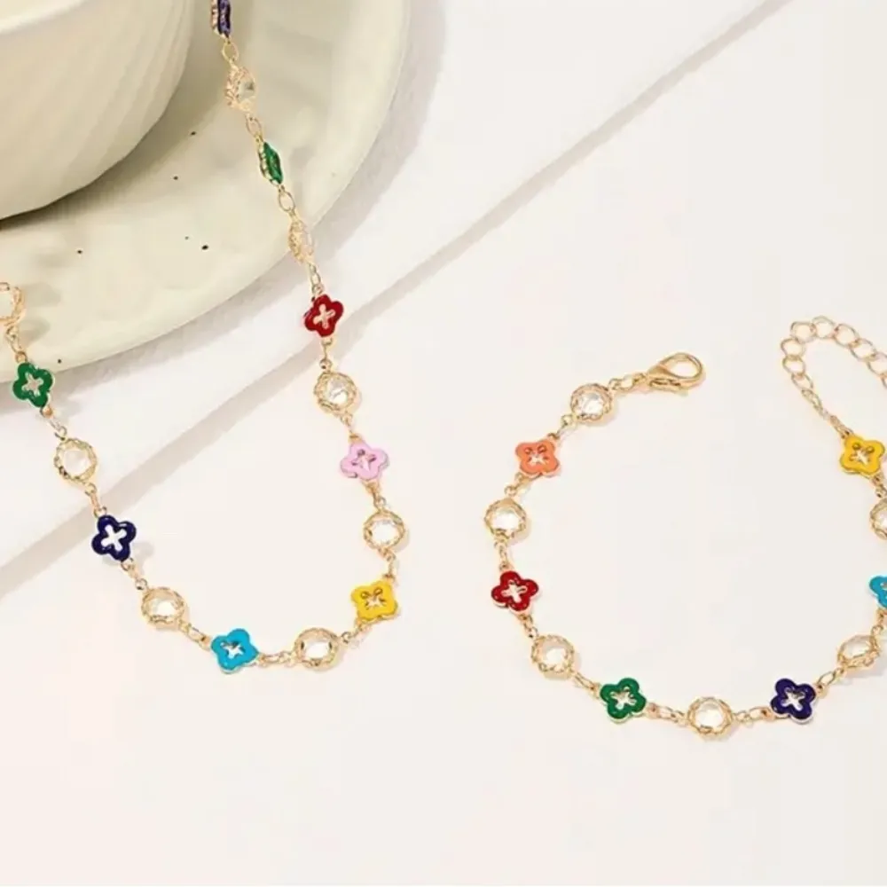 ☘️☘️☘️BOGOHO ☘️☘️☘️Multicolor Clove Charm Necklace and Bracelet Set - Image 4