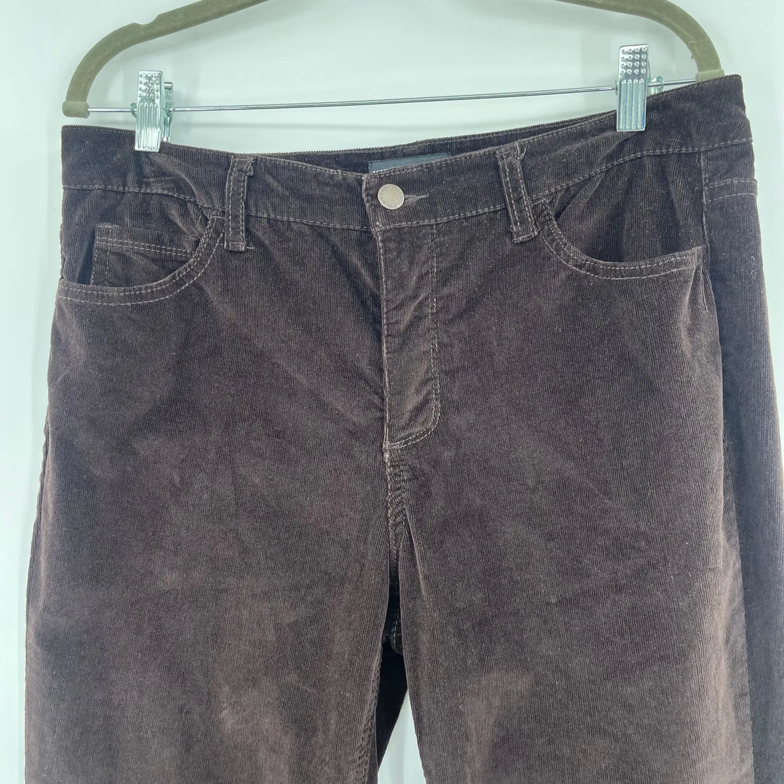 Karl Lagerfeld Corduroy Pants Sz 10 Chocolate Preppy Old Money Fall Heritage Brown - Image 2
