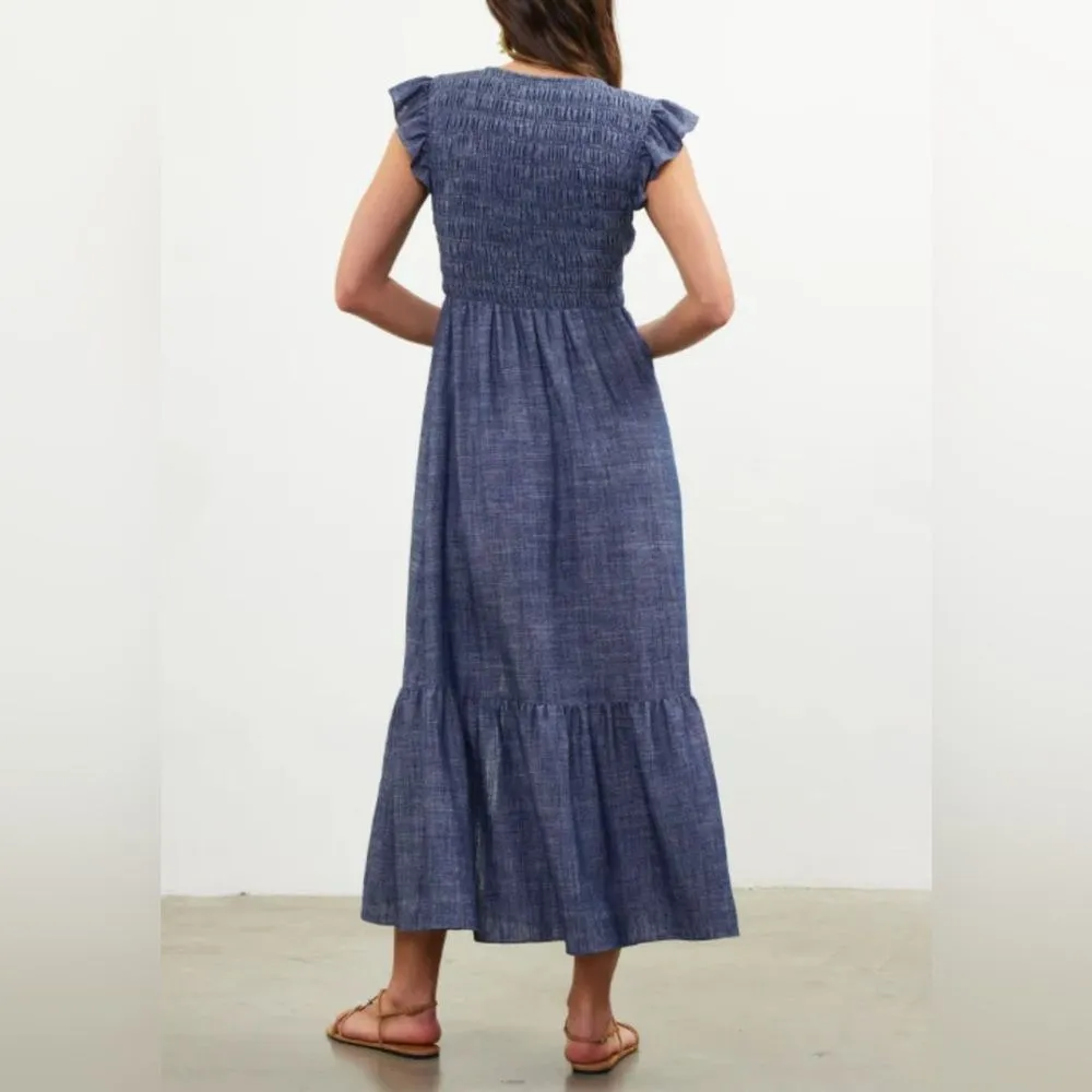 Skies are Blue Ciela Tier Hem Maxi Dress Blue Medium NWT STITCH FIX - Image 3