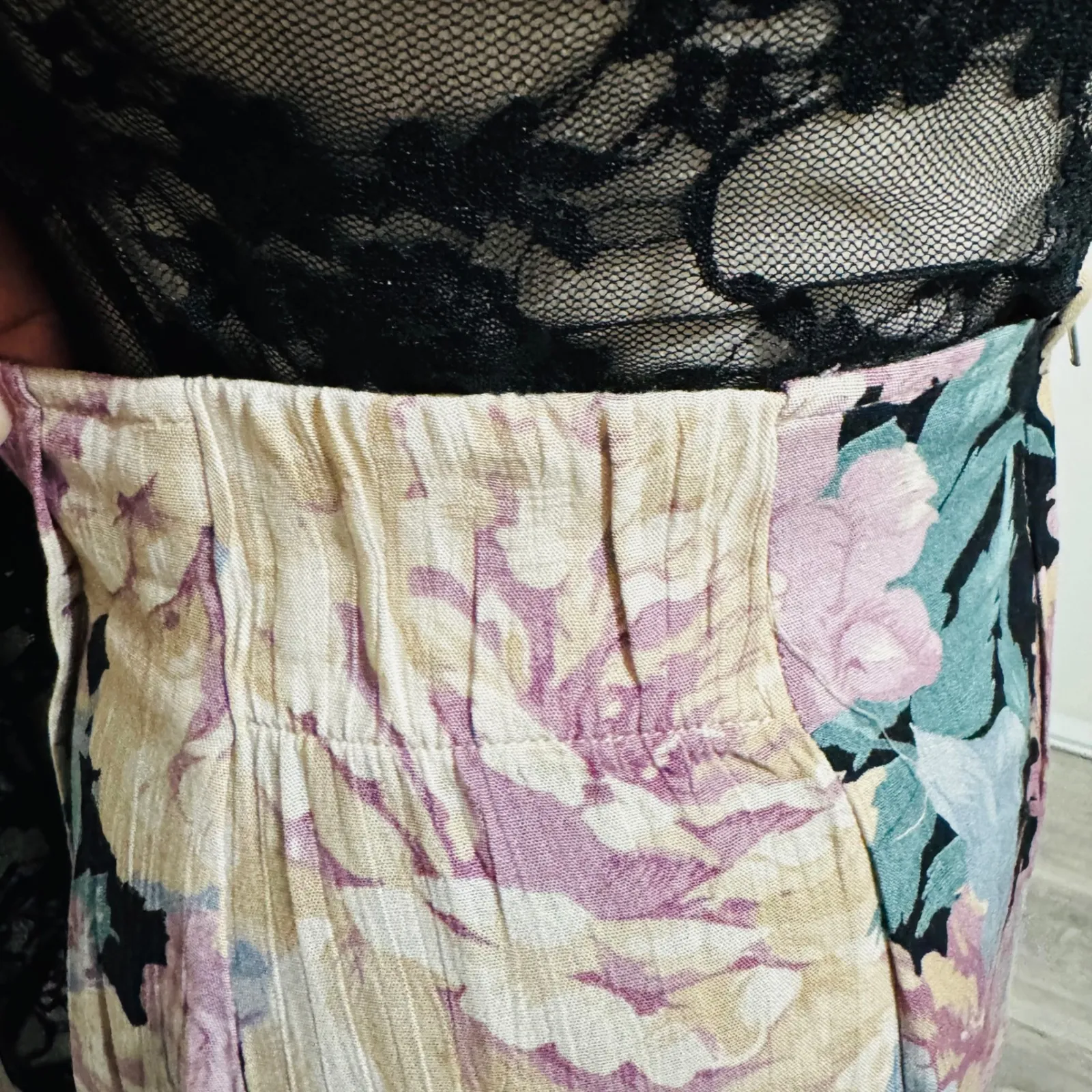 COMPONIX Vintage Floral Maxi Skirt Wrap Style Boho Cottagecore M Made in USA Purple Size 10 - Image 11