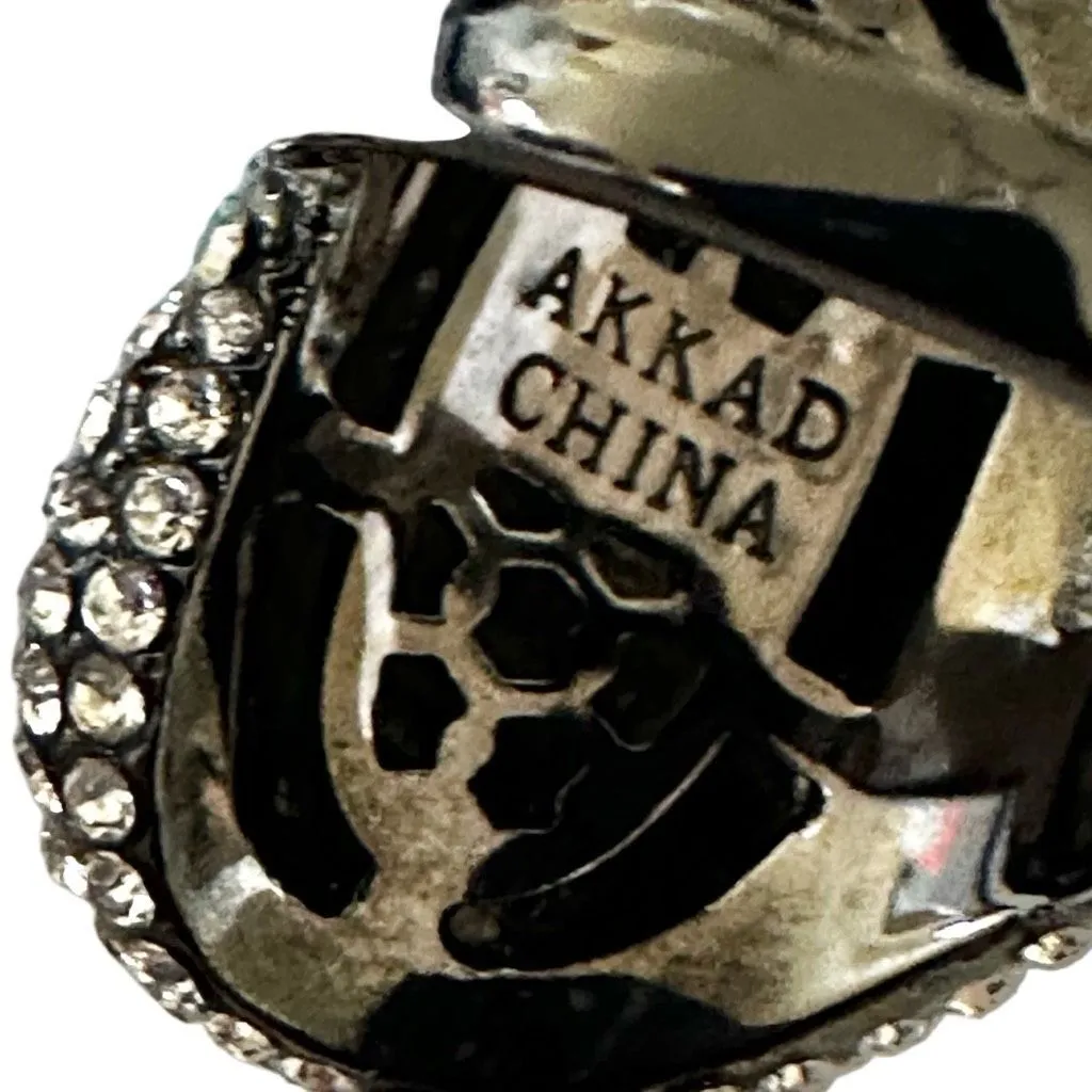 Walid Akkad Blue & White Pave Dome Cocktail Statement Ring - Image 8