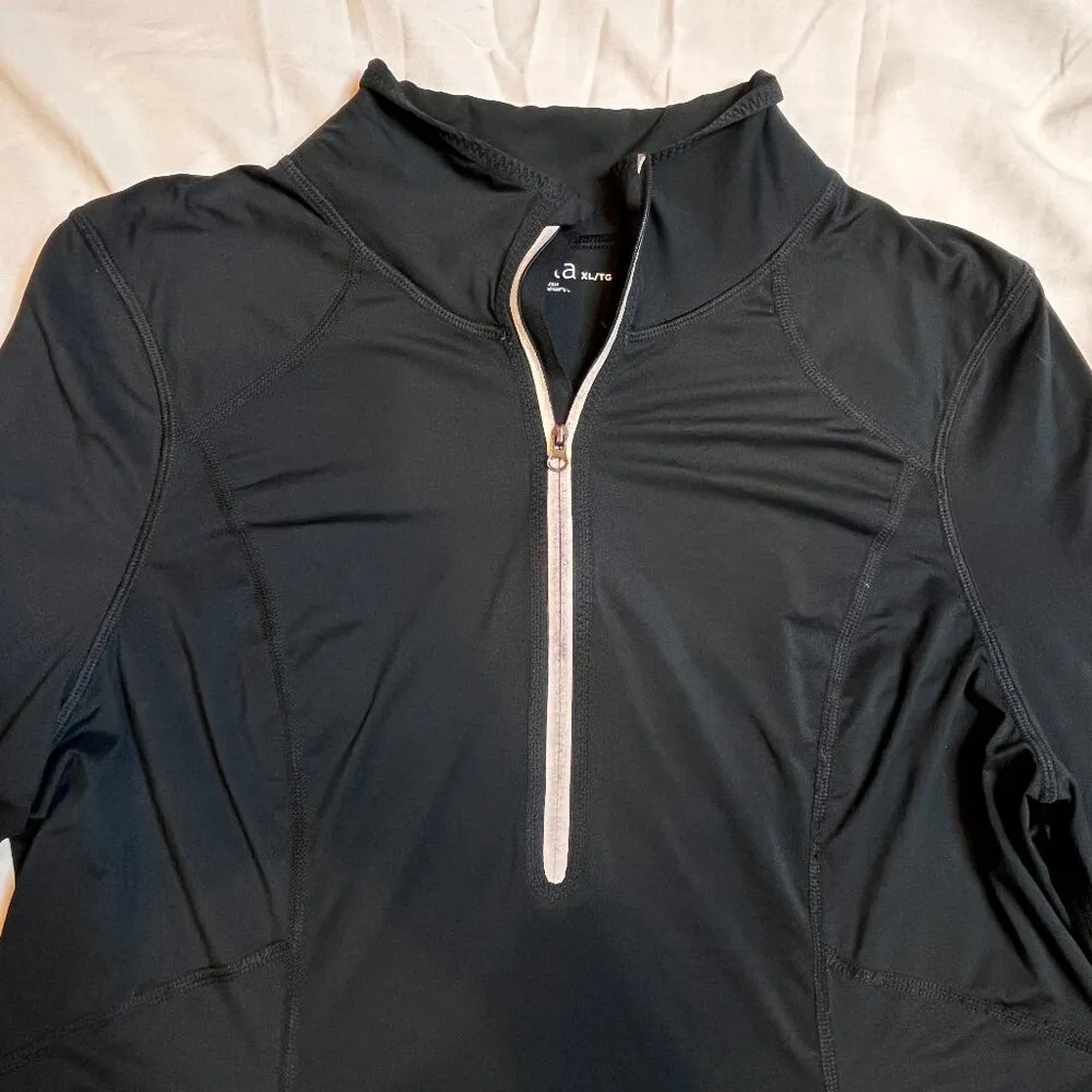 Zella Womens Black 1/4 Zip Mock Pullover Performance Top XL Athleisure Base Run - Image 2