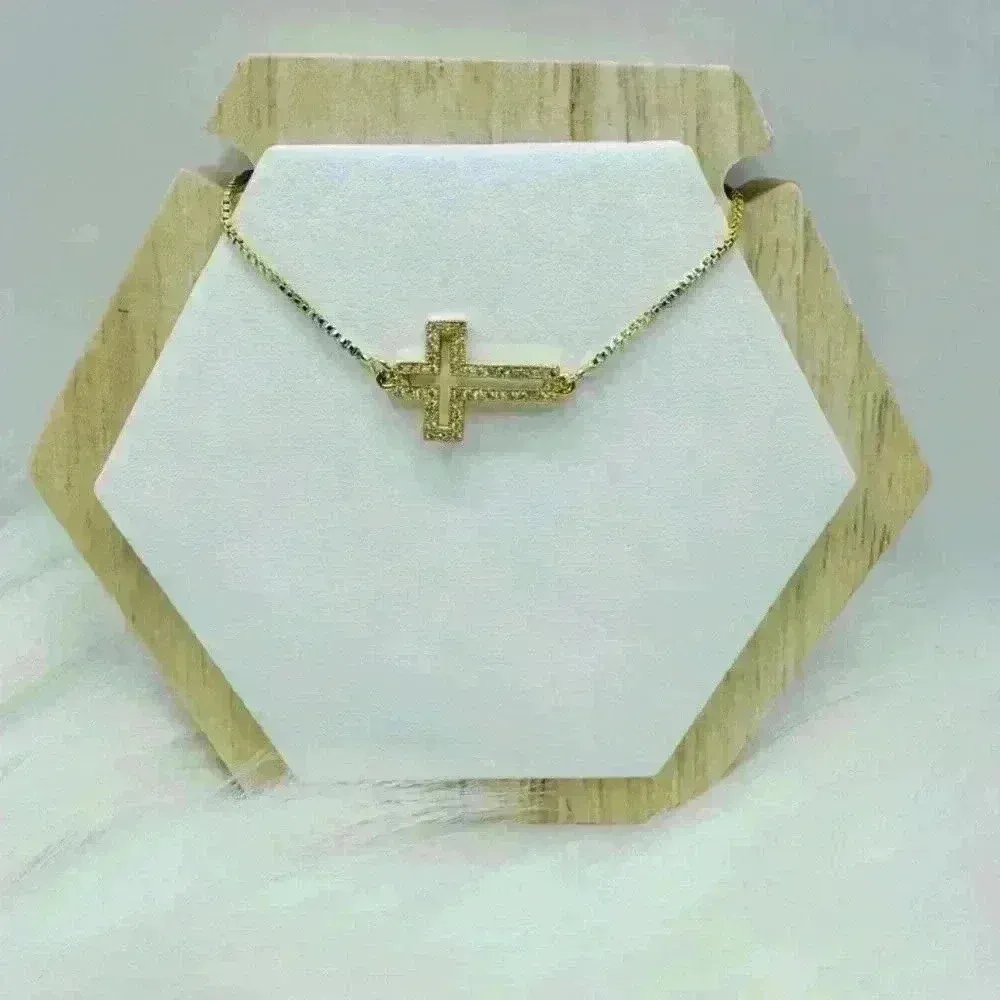 Gold Hollow Cross Woman’s Adjustable Bracelet - Image 3