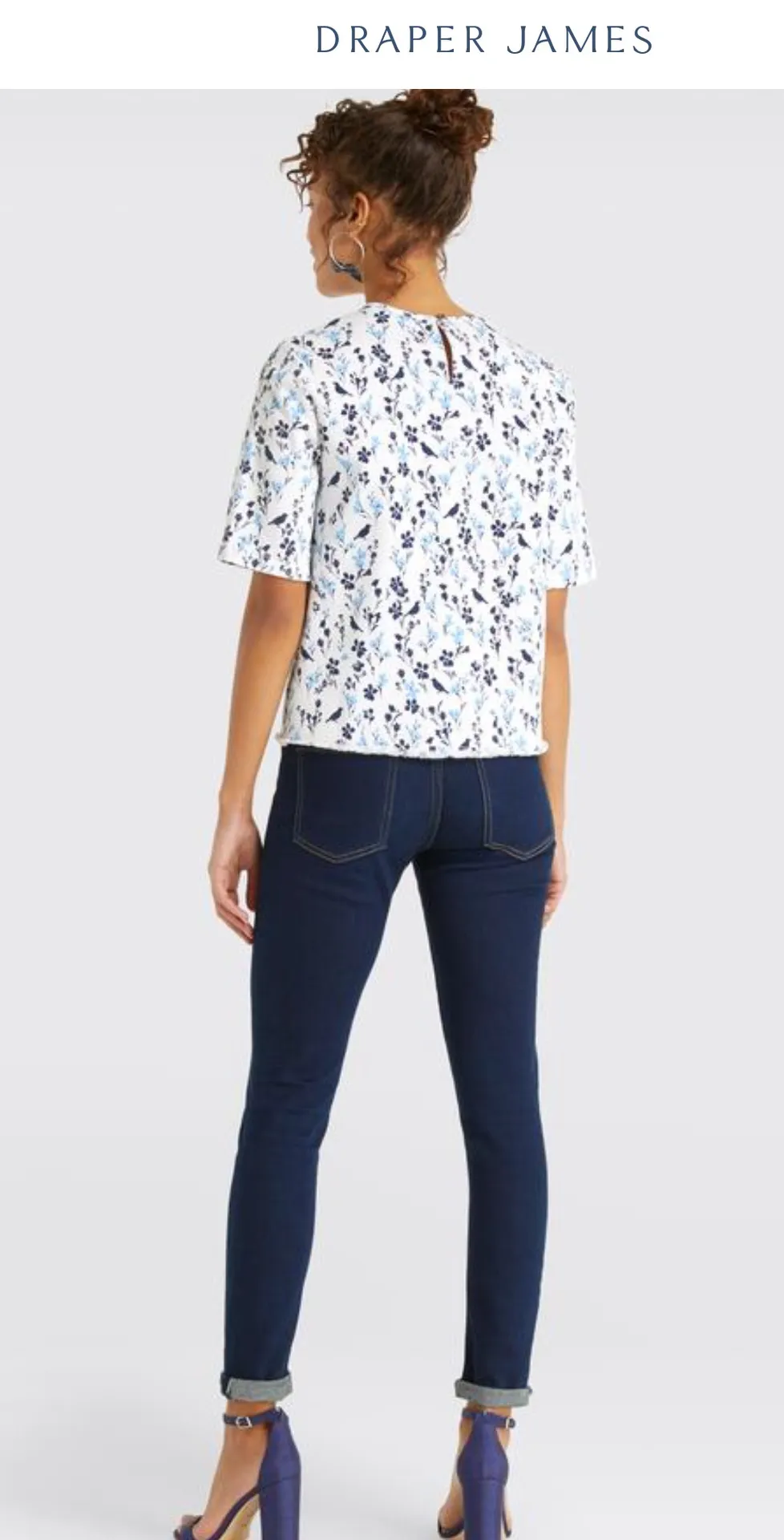 PRINTED DENIM POPOVER TOP (Sz0) - Image 4