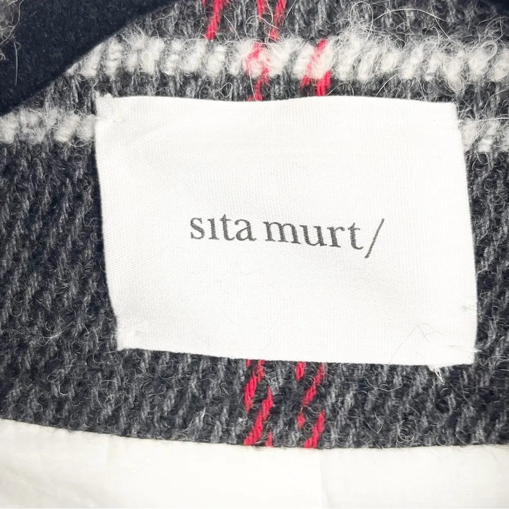 SITA MURT Plaid Wool Blend Lined Trench Coat, Size EU 36 - Image 4