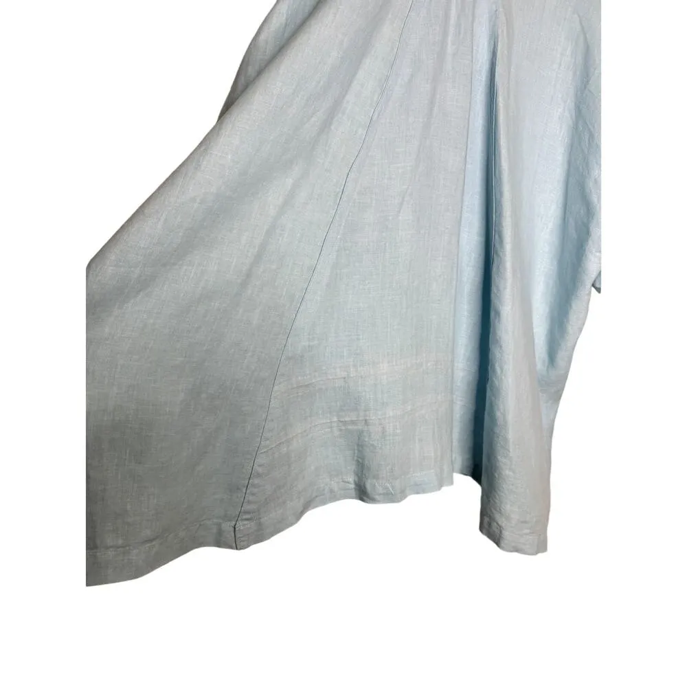 Bryn Walker 100% Linen Blue nehru collar jacket Button Down Size Small Oversize - Image 5