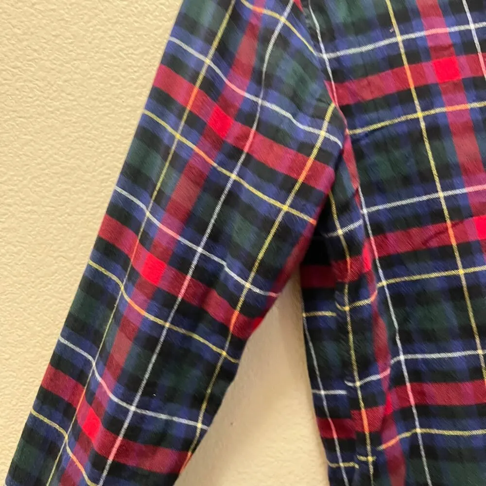 Polham Flannel Check Button Down Boyfriend Shirt Red Blue Oversized Size Small - Image 4