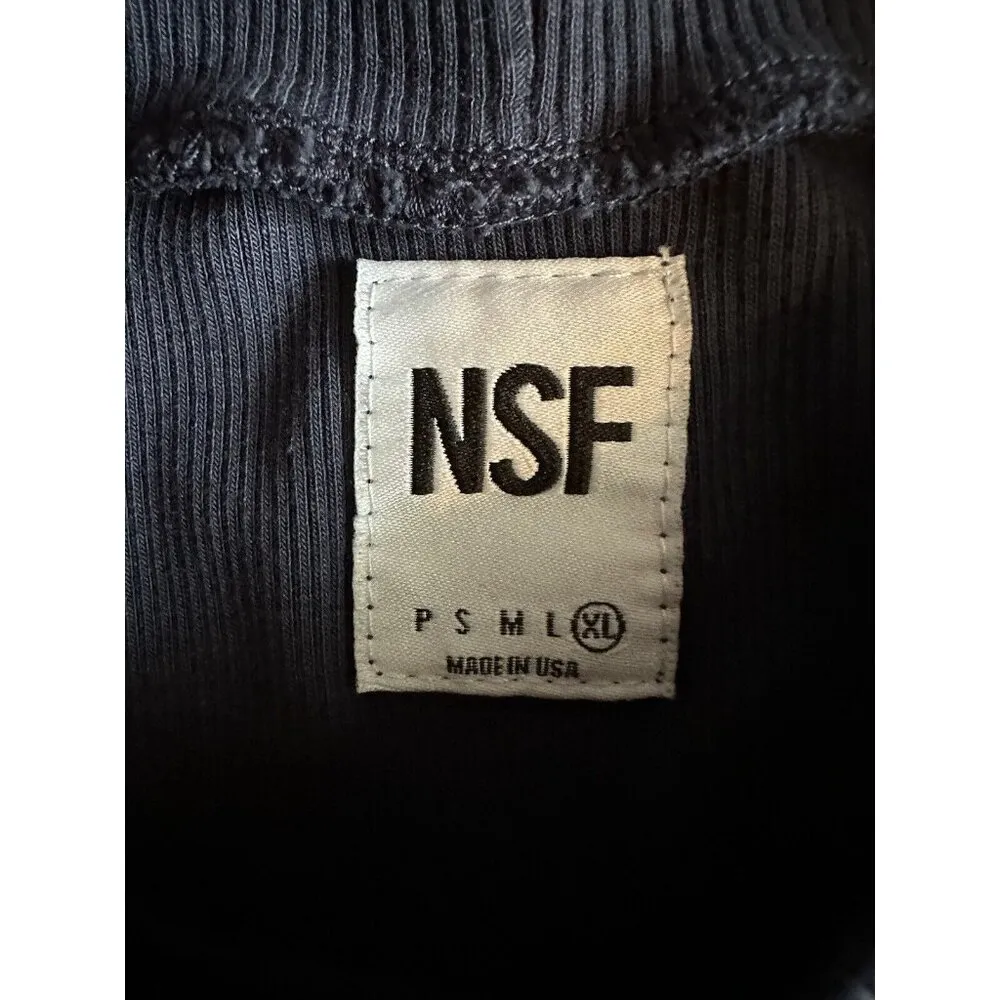 NSF Collins Ribbed Short Sleeve Crewneck Bodycon Midi Dress in Deep Sea Blue - Image 6