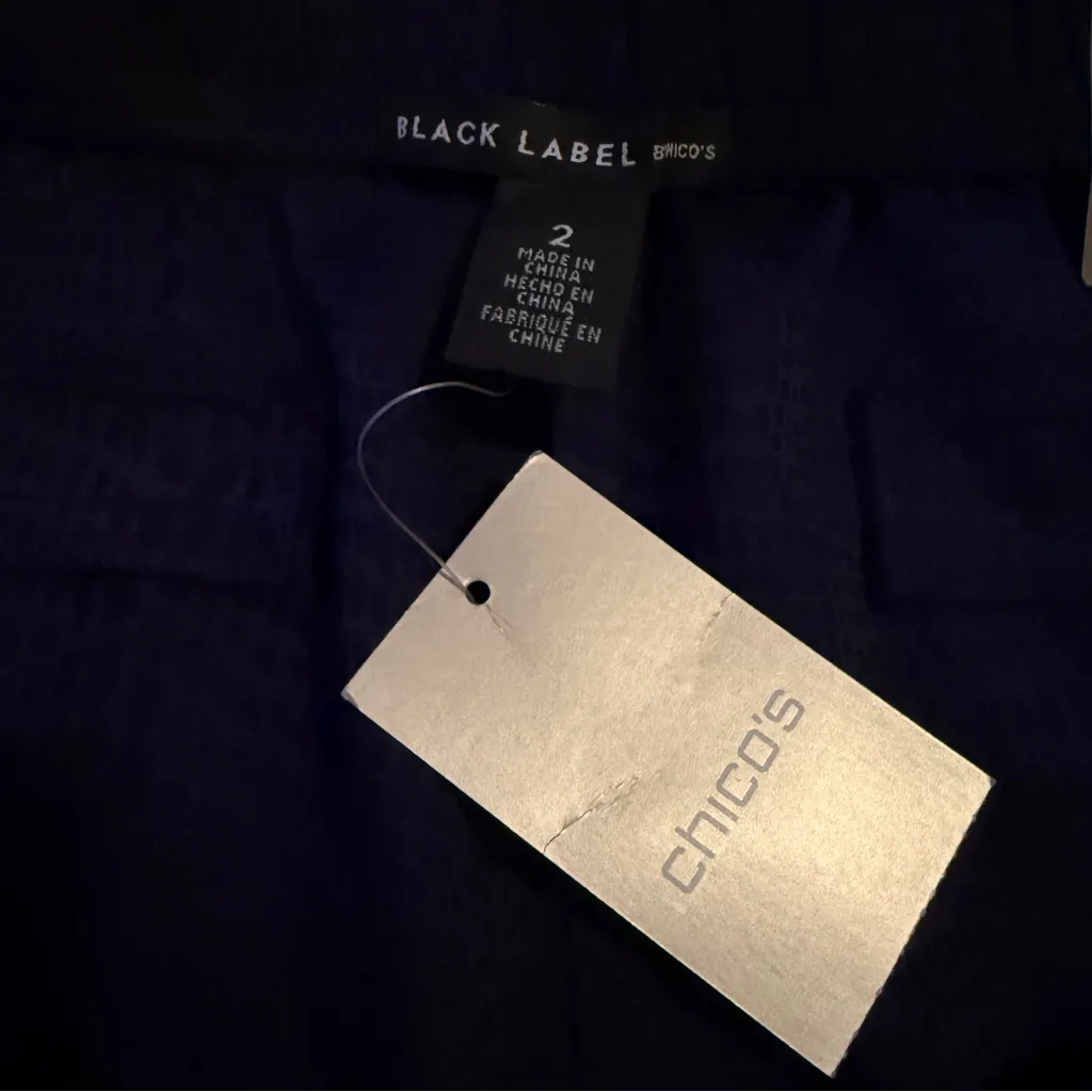 Chico’s NWT Black Label Textured Pants Size 2 Large Midnight Blue‎ Soft Pull-On - Image 4