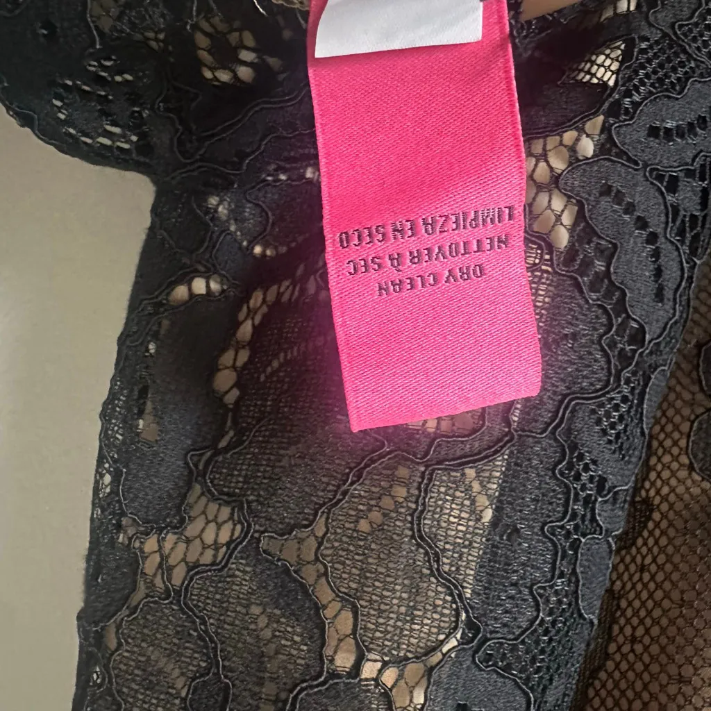 Betsey Johnson Lace Illusion Dress Pearl Collar Date Night Size 6 - Image 8