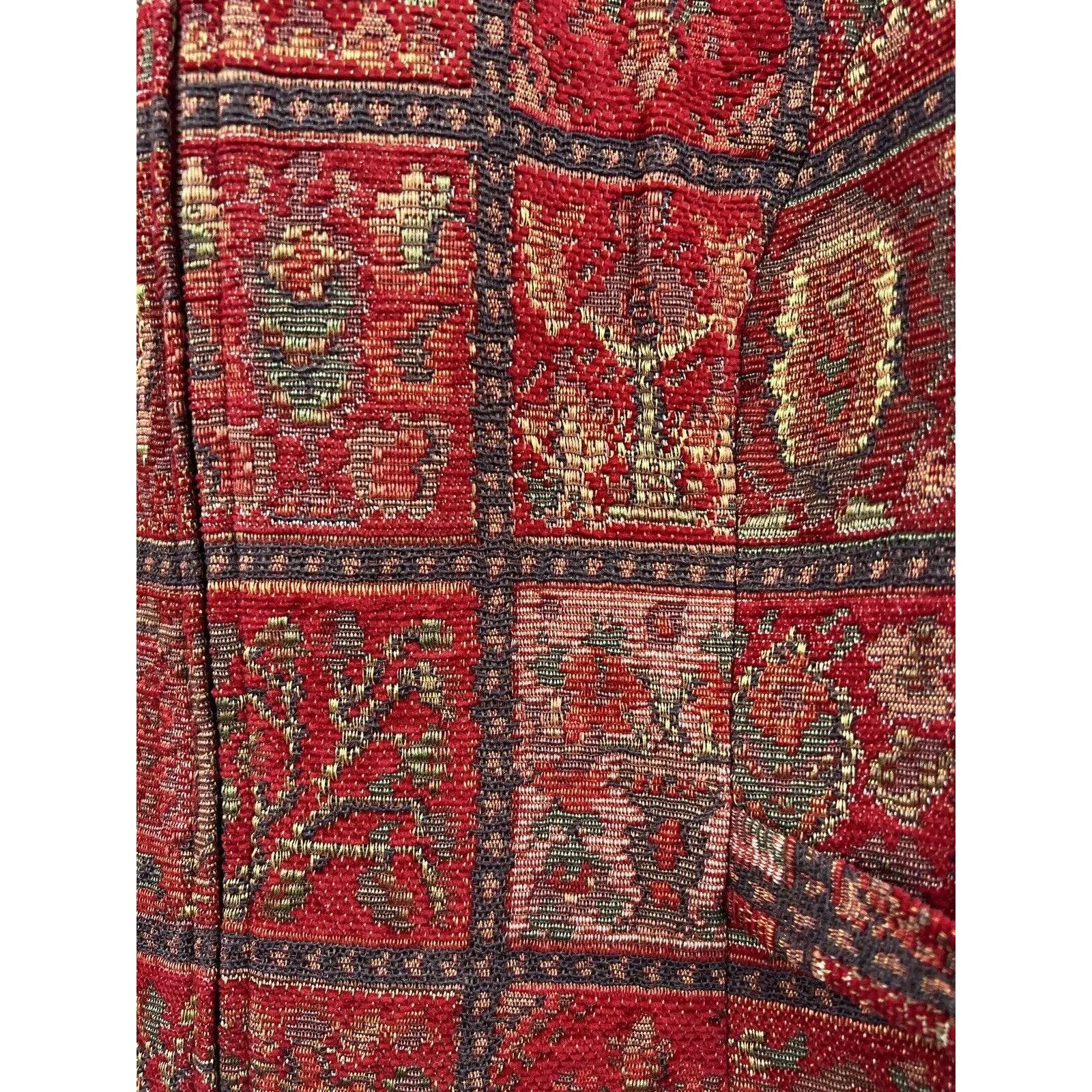 The Territory Ahead Red Print Tapestry Vest Zip Front Side Tabs Lined Size 14 - Image 4