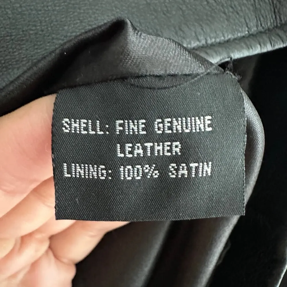 Vintage Leather Jacket Womens Small Button Front Goth Punk Minimalist Tanners NY Black - Image 6