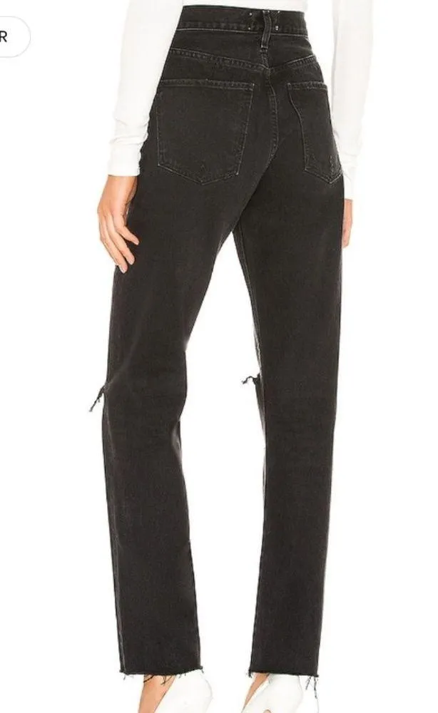 Agolde Black Wash Jeans - Cherie High Rise - Image 3