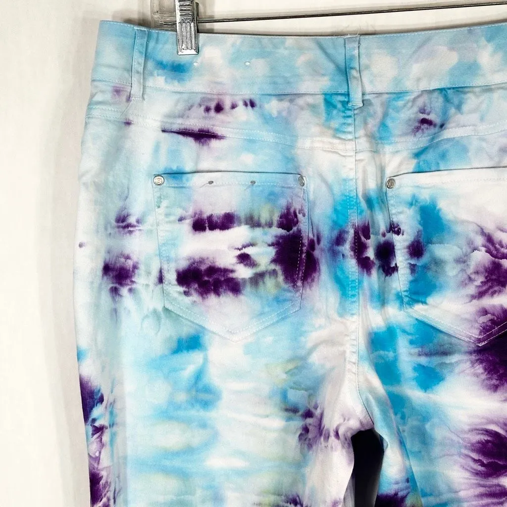 Cato Size 12 Pants Smiling River Tie Dye Handmade‎ Blue Purple Curvy Boho 1366 - Image 8