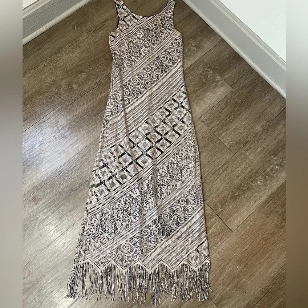 Harlow Dresses Vintage Maxi Dress Beige Boho Chic Fairy Whimsy Goth Size 10 Tan - Image 3