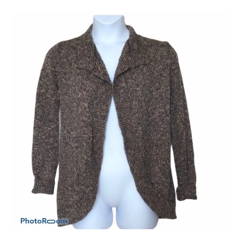 CAbi 880 Swear by Sweater Chunky Open Cardigan XS Marble Brown Tan - Image 3
