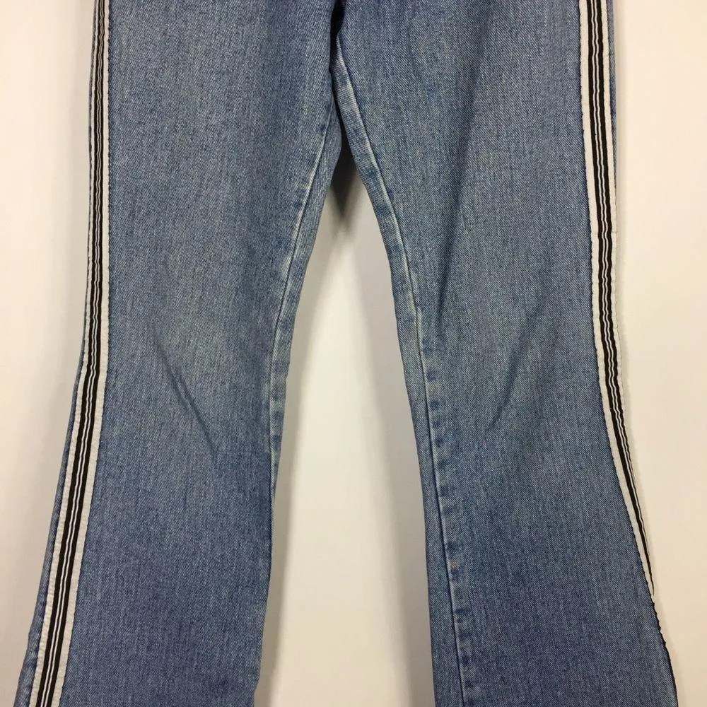 Just USA VTG Y2K Blue Flared Jeans Side Stripes - Image 4