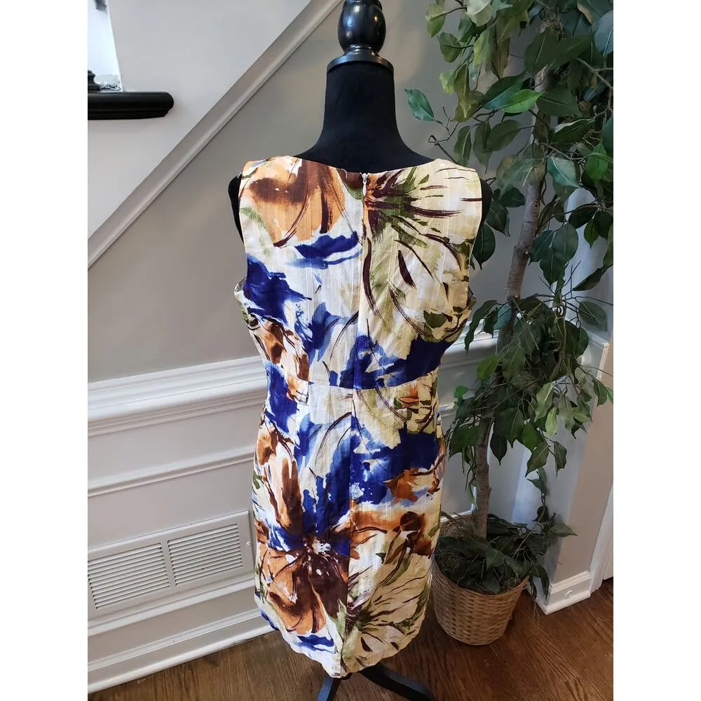 Robbie Bee Dress Women's 12 Multicolor Sleeveless Notch Neck Cotton Floral Vivid - Image 8