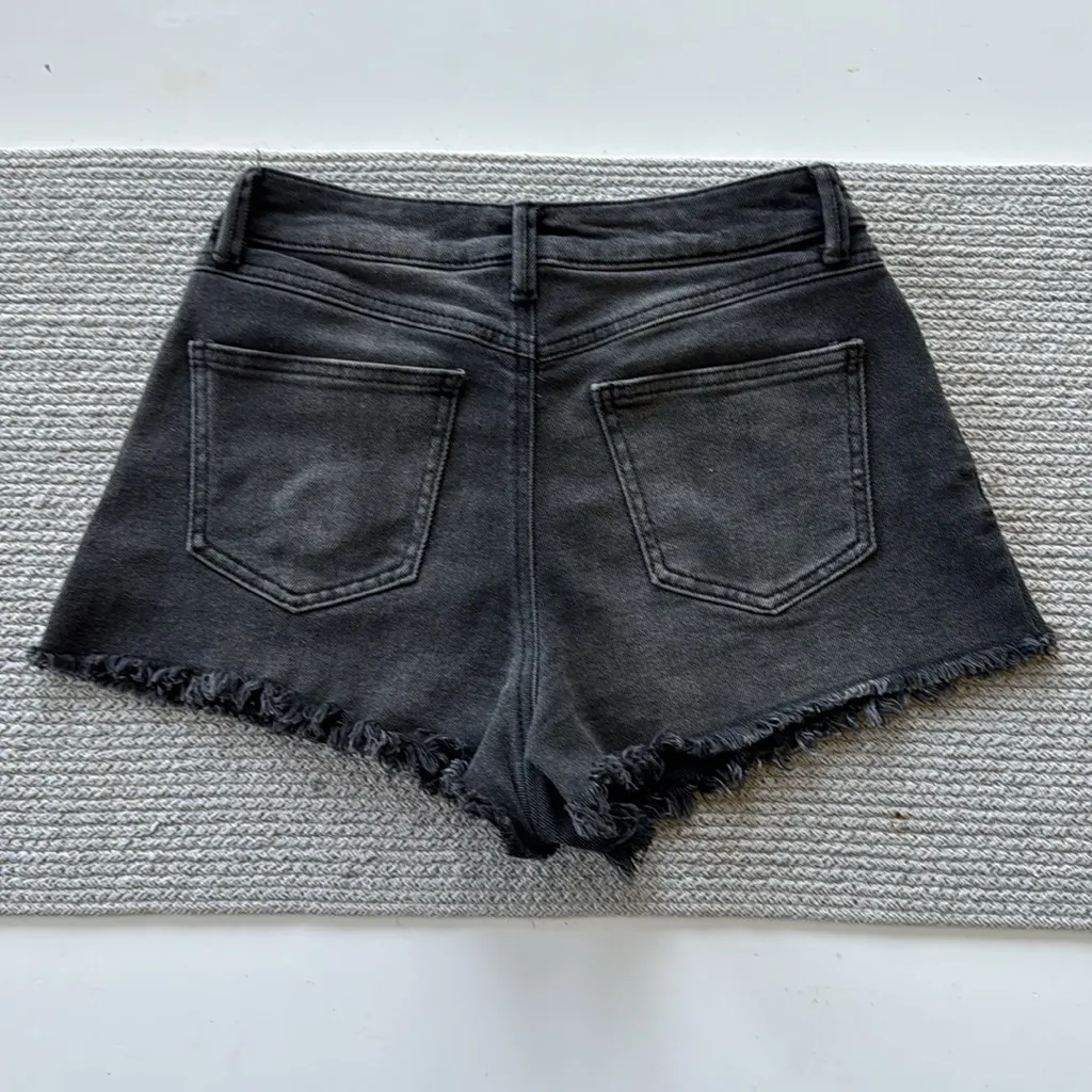 Happily Grey Faded Black Denim High Rise Cut Off Shorts Size 5/27 Gray - Image 2