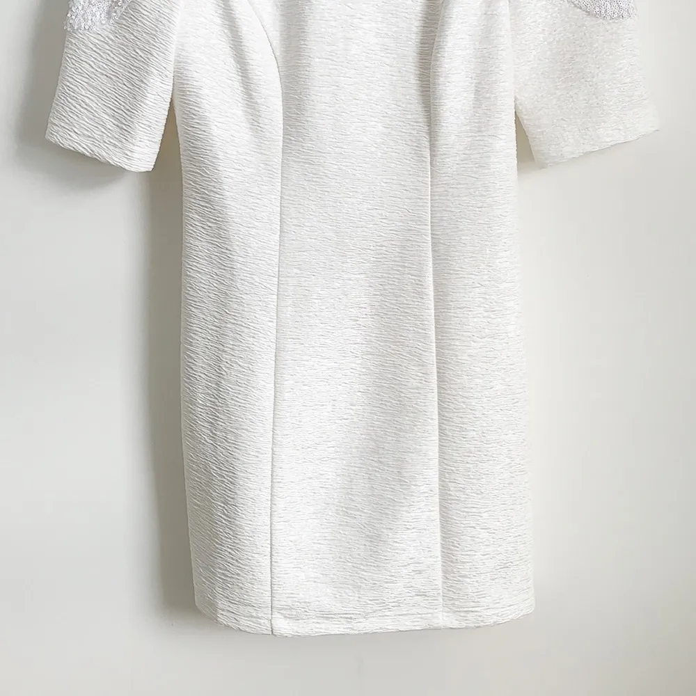 Keepsake The Label White Sequined Short Sleeve Mini Dress small - Image 6