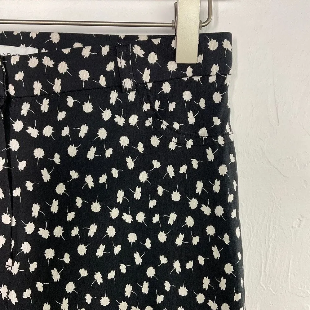 Primark Black Off White Floral Print Skinny Dress Pants 6 - Image 2