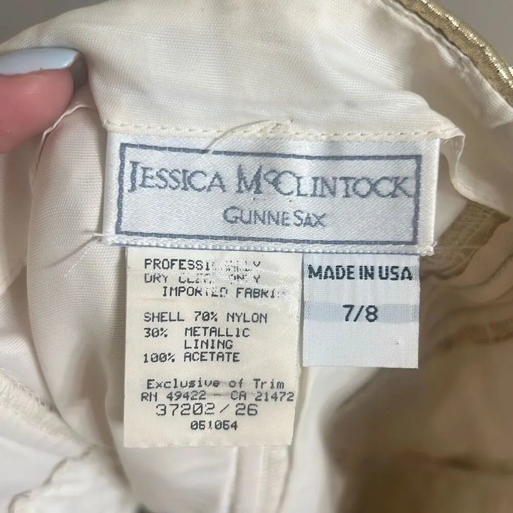✨Jessica McClintock Gunne Sax Vintage Strapless Metallic Gold Mini Sz 7/8 Dress✨ - Image 5