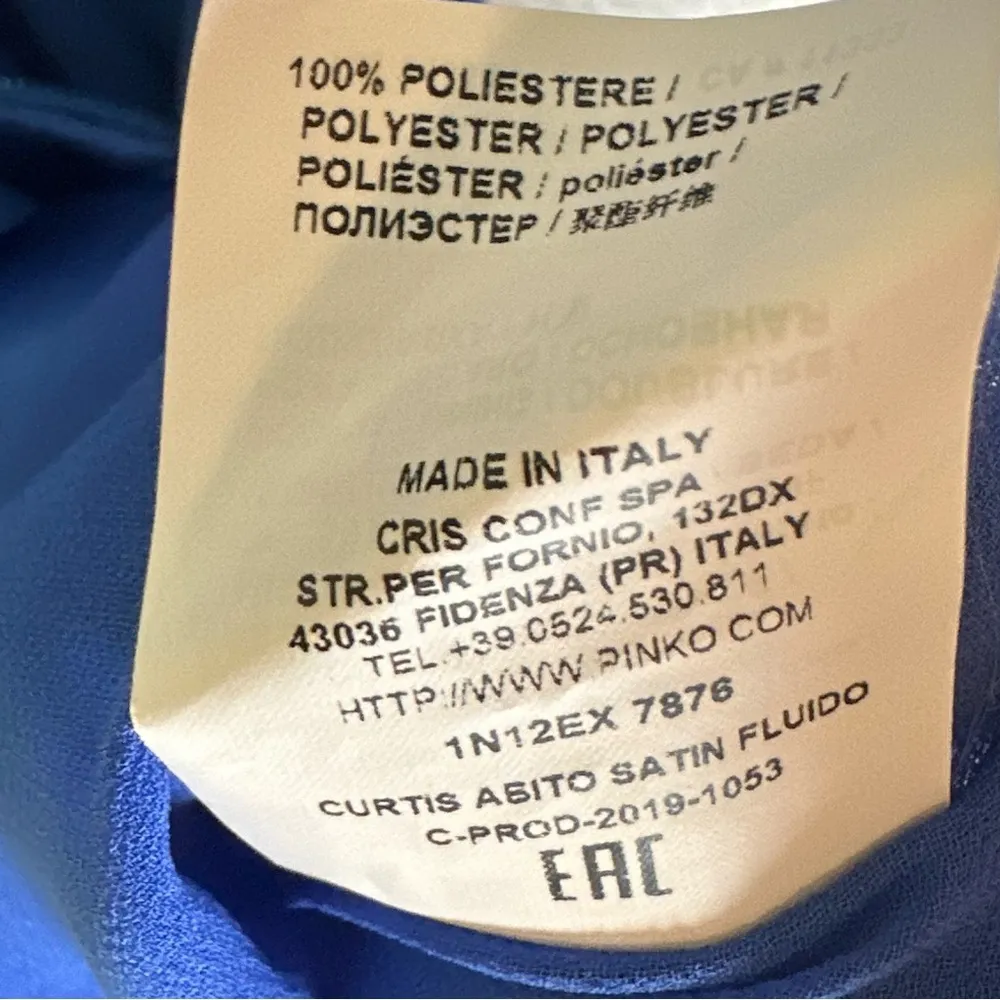 NWT Pinko Curtis Abito Ultra Blue Satin Flowy High Low Formal Midi Dress Size 10 - Image 11