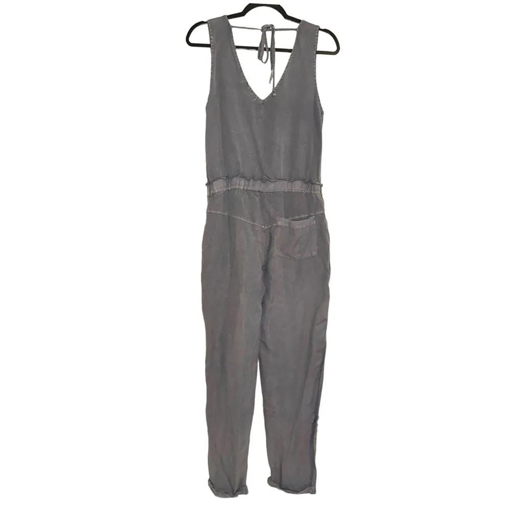 Young Fabulous & Broke Alex Linen Blend Gray Sleeveless Jumpsuit SMALL - Image 4