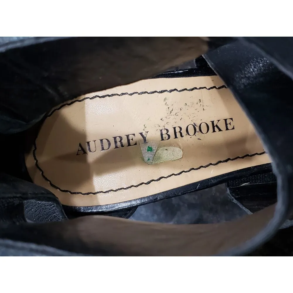 Audrey Brooke Sandal Womens Size 9 Black Leather Double Two Straps Block Heel - Image 4