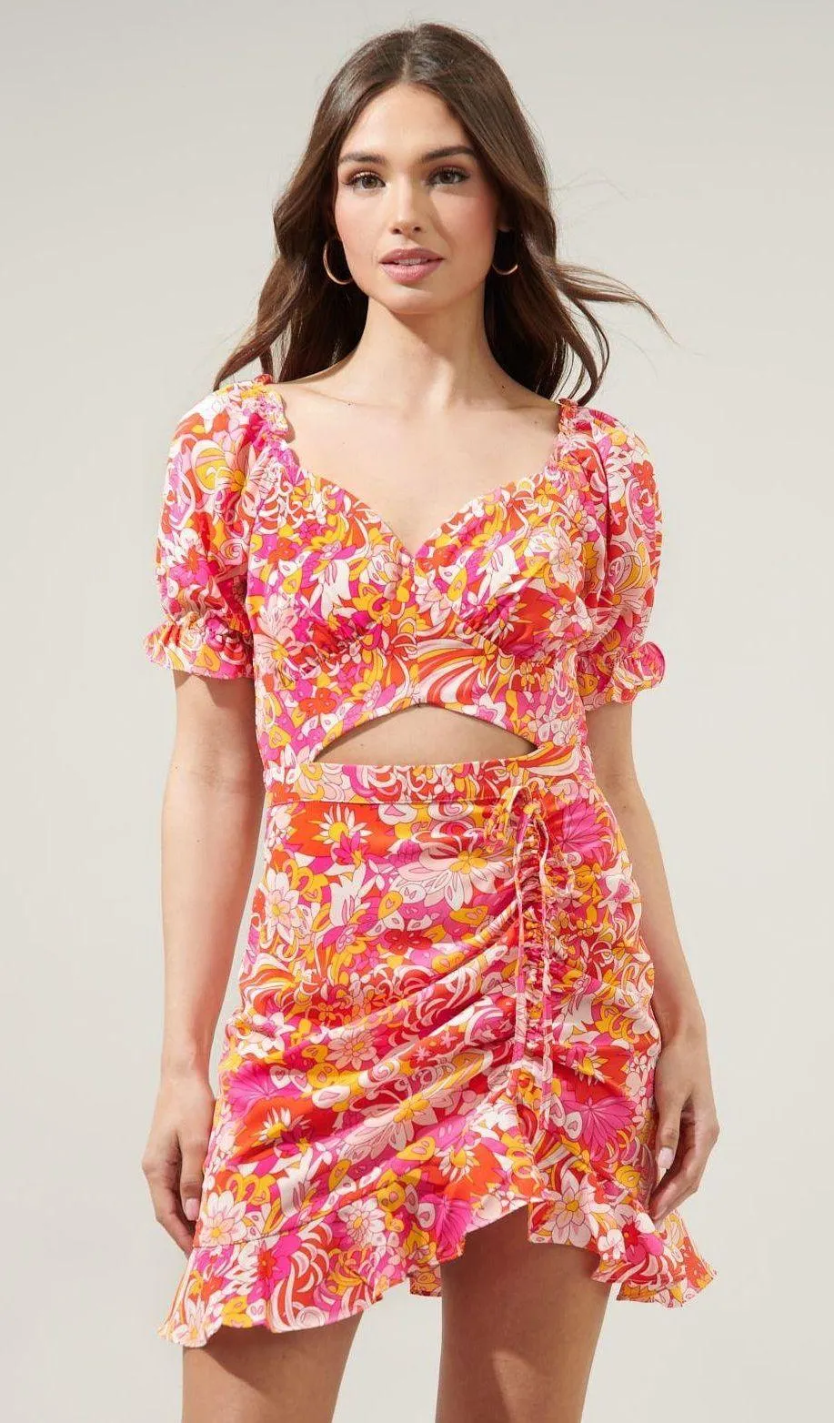 Sugar Lips Mellow Groove Satin Ruched Cutout Mini Dress - Image 2