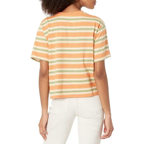 Roxy Women's Short Sleeve Yarn Dye T-Shirt Golden Ochre Good Vibes XS - Image 2