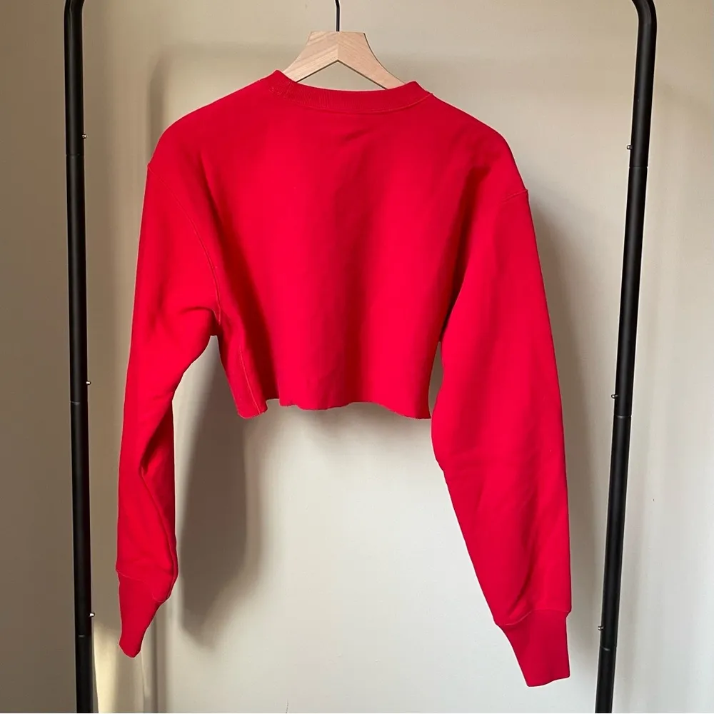Champion Reverse Weave Cropped Fleece Crewneck Sweatshirt in Red - Image 2