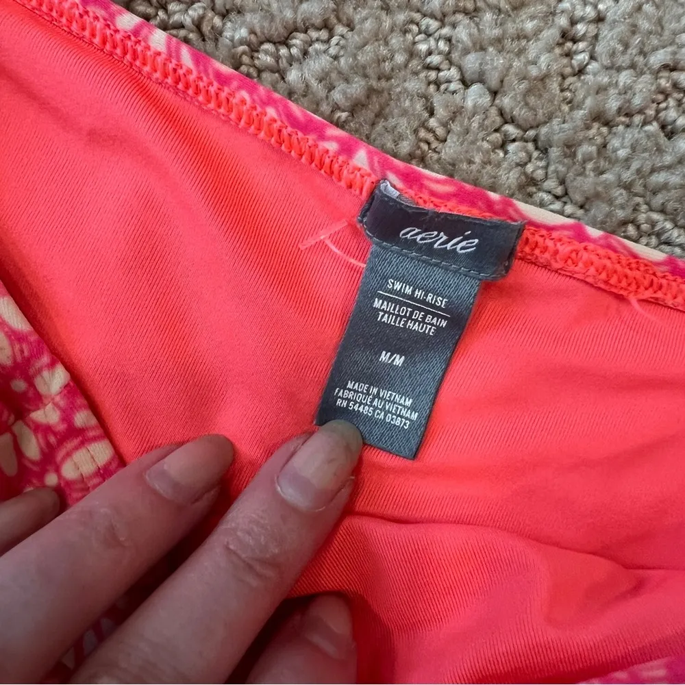 High Waist Hipster Swim Bikini Bottom Coral Pink Medium - Image 3