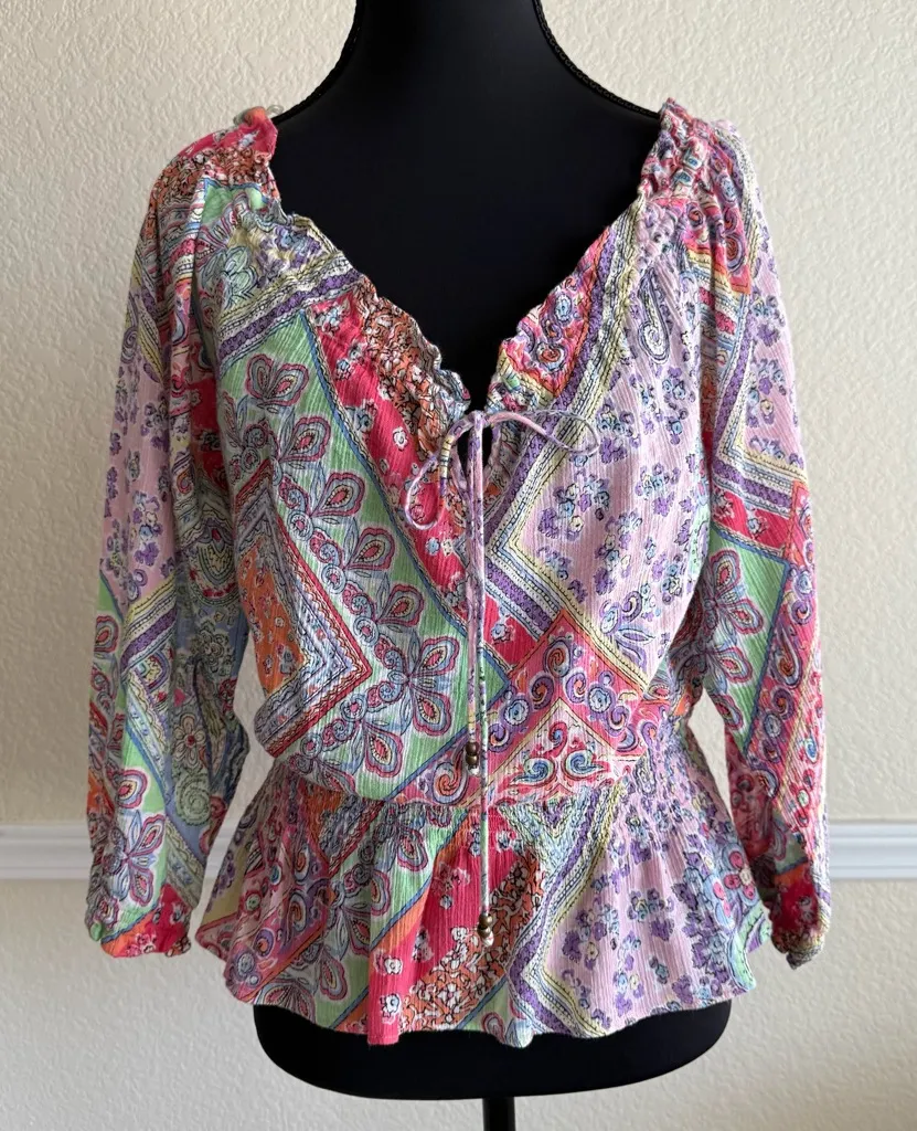 American Living Cotton Blouse Medium Women’s Layered Casual Everyday Layered Top - Image 1