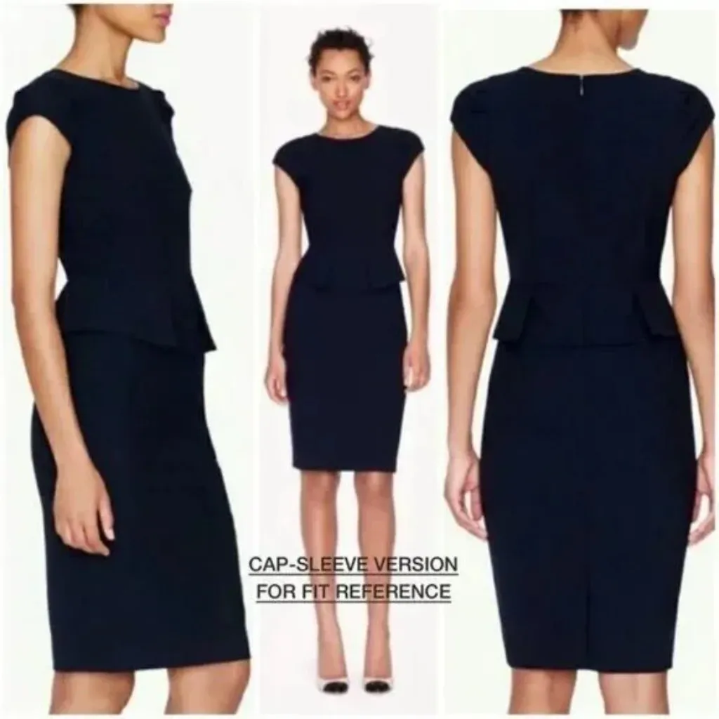 J. Crew NWT Classic Black Wool Peplum Sheath Dress - Image 2