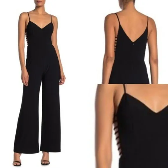 JUMP Open Side V-Neck Jersey Black Jumpsuit - M - Image 2