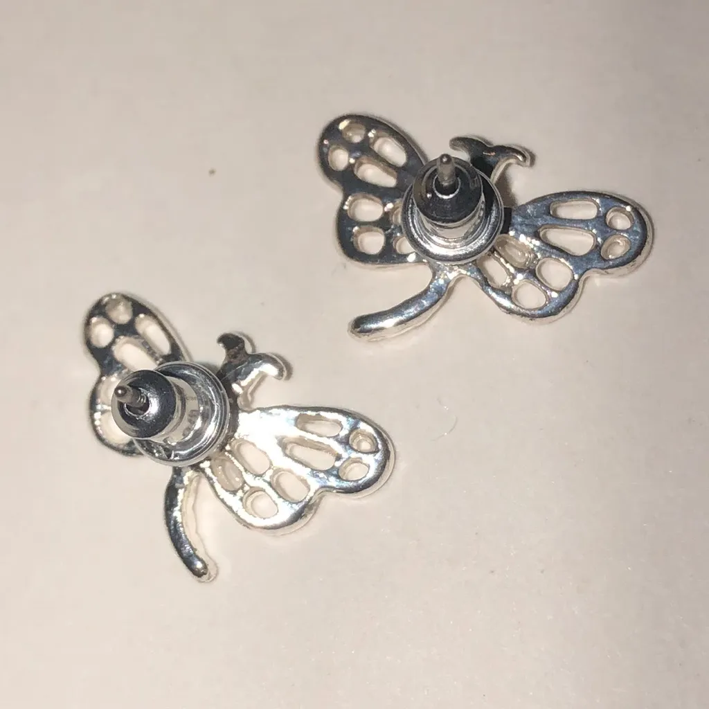 Silver Tone Cutout Boho Dragonfly Earrings - Image 3