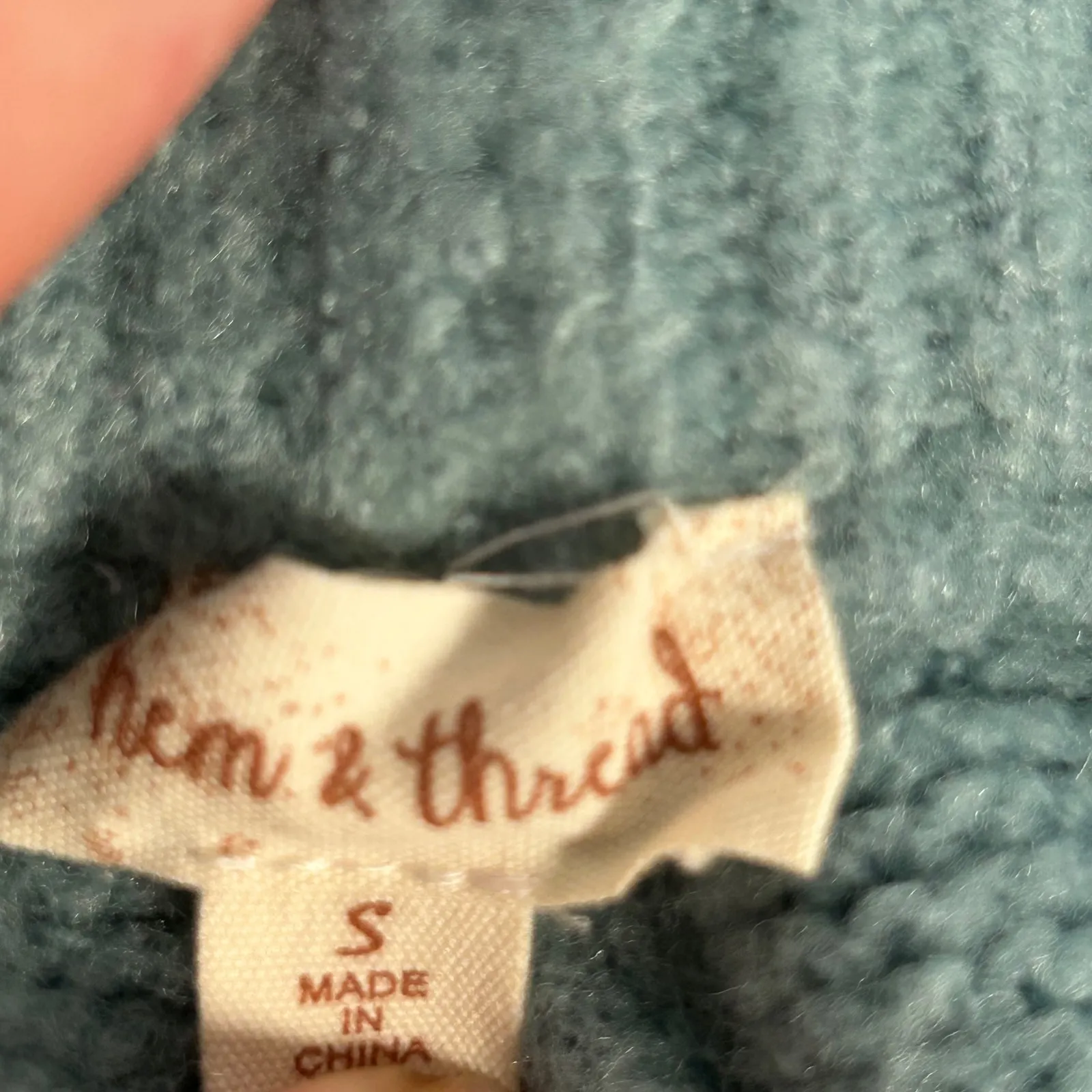 Hem & Thread Teal White Speckled Knit Jogger Pants Size S Drawstring Pockets - Image 3