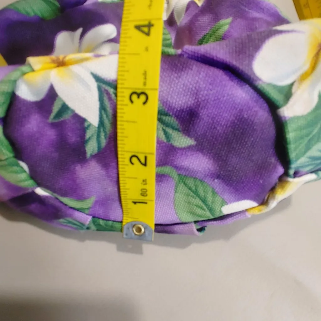Hawaii Island Moka Wear Floral Handbag Vintage Hawaiian Plumeria Purple Yellow - Image 5