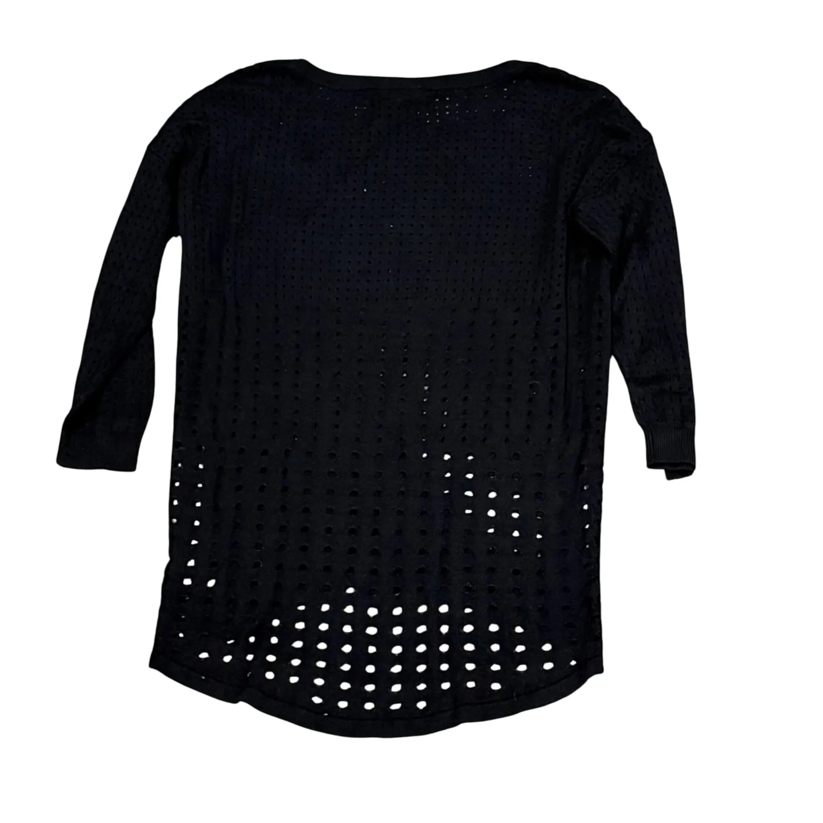 Express Womens XS Black Knit Open Weave Hi Low Sweater Top - Image 3