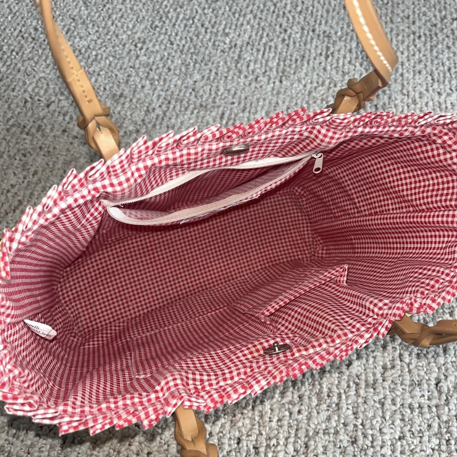 Cappelli Straworld Vintage Women’s Beachy Boho Tote Purse Ladybugs And Flowers - Image 4