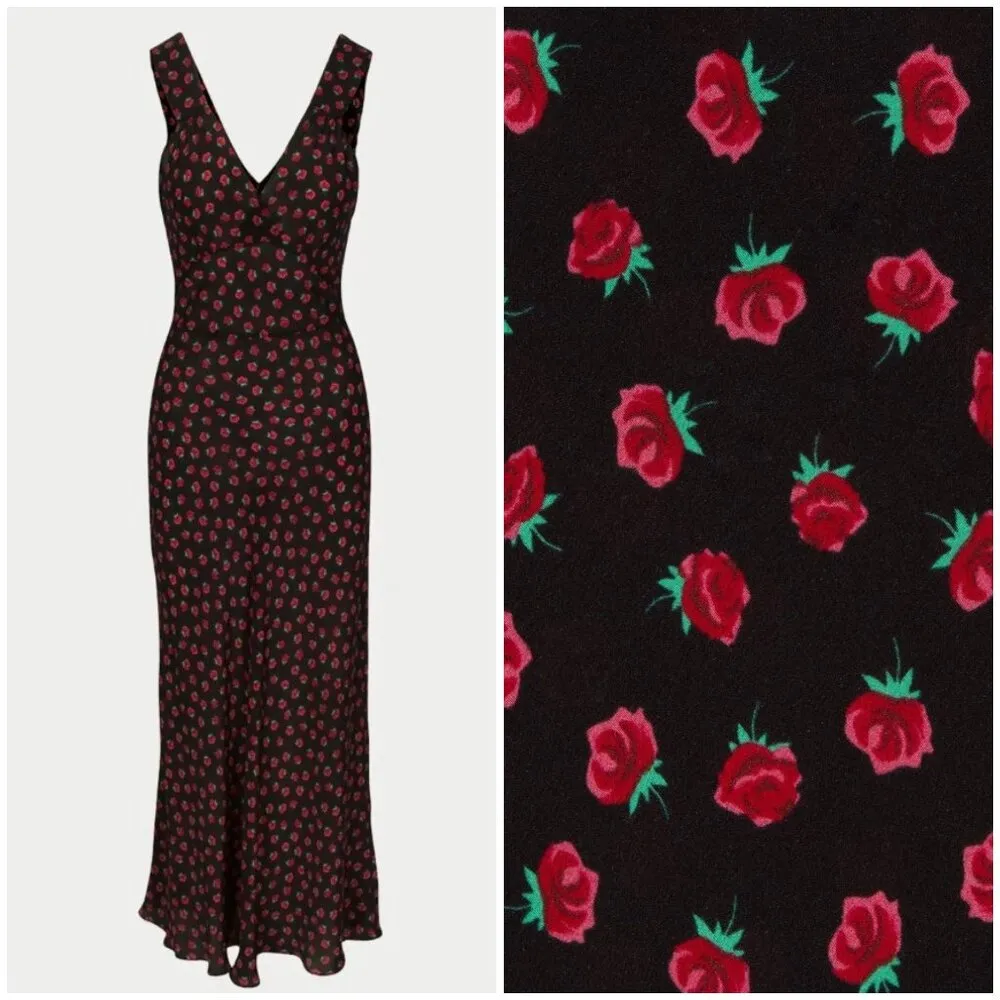 đź’•REALISATION PARđź’• Liv Rosalita Dress ~ Black with Red Floral Print Small NWOT - Image 11
