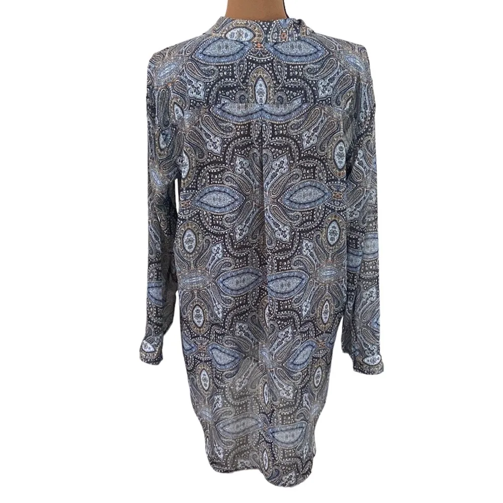 J Jill sheer chiffon paisley print tunic length blouse size S Blue - Image 2