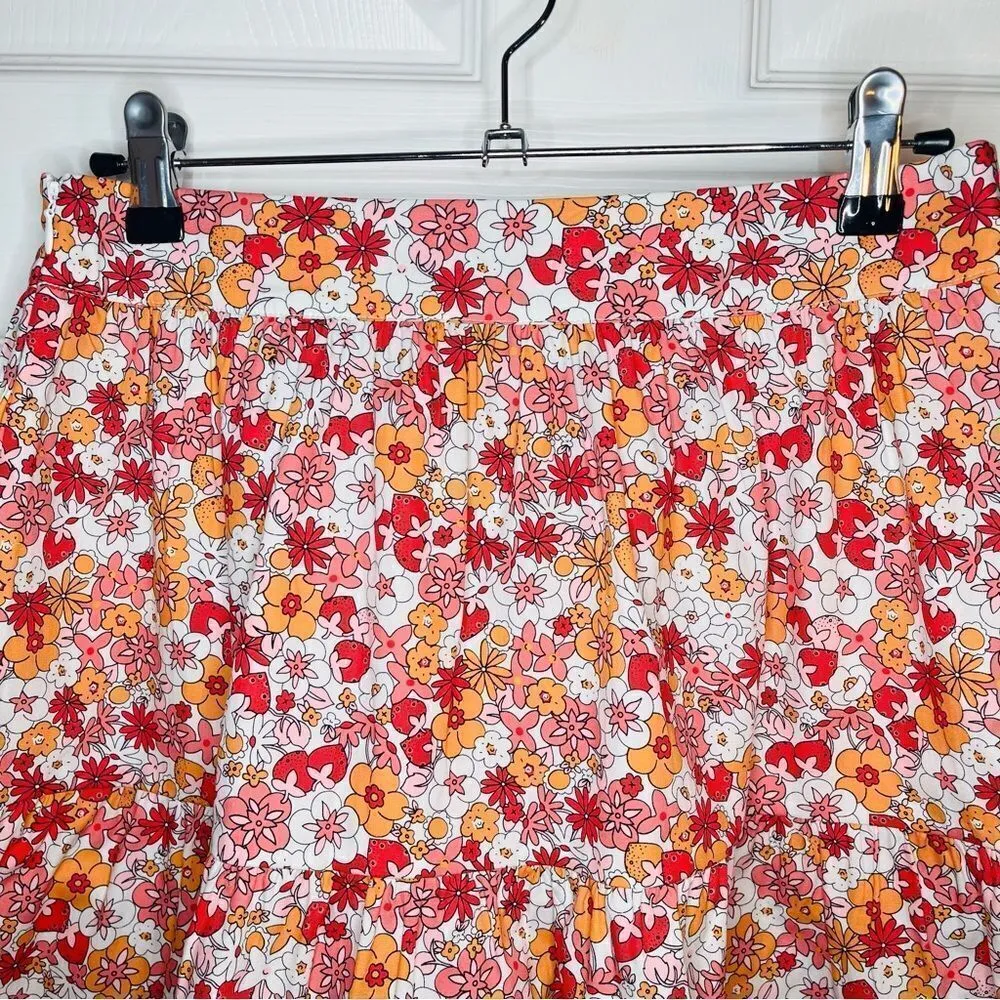 Modcloth Dolls On Parade Tiered Skirt Casusl Cotton Aline Mini Pink Orange M NWT - Image 8