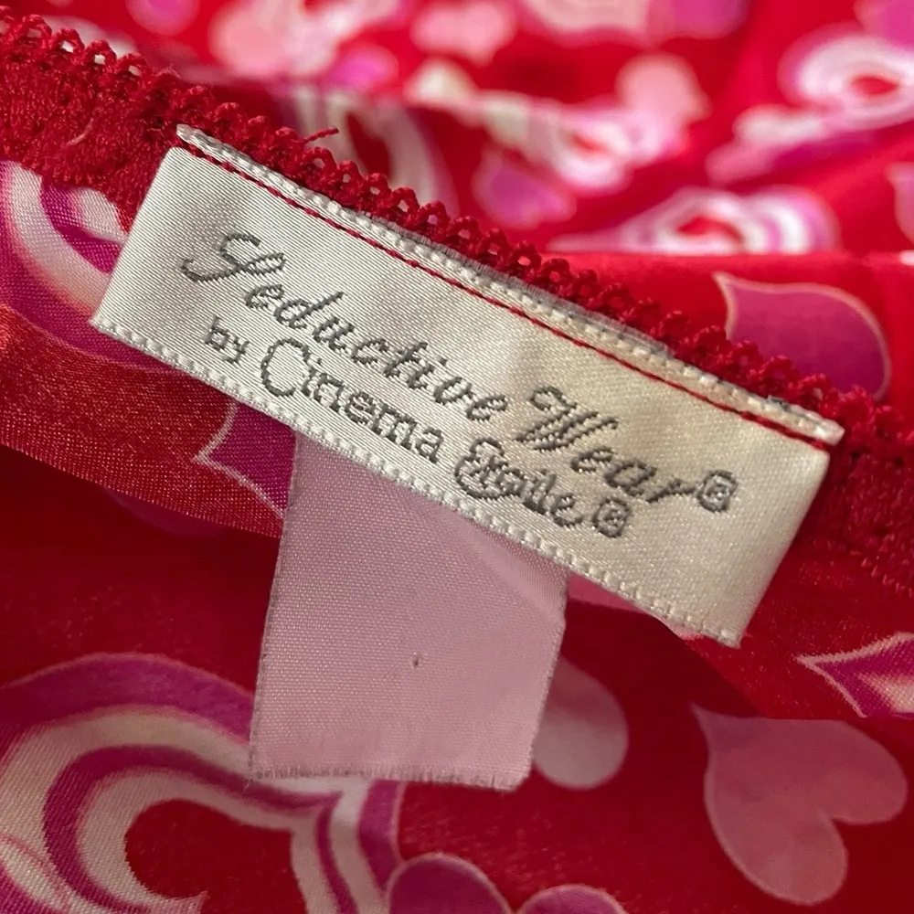 Cinema Etoile Seductivewear Y2K Valentine Romantic Heart Two Piece Robe Slip Set Red Size M - Image 9