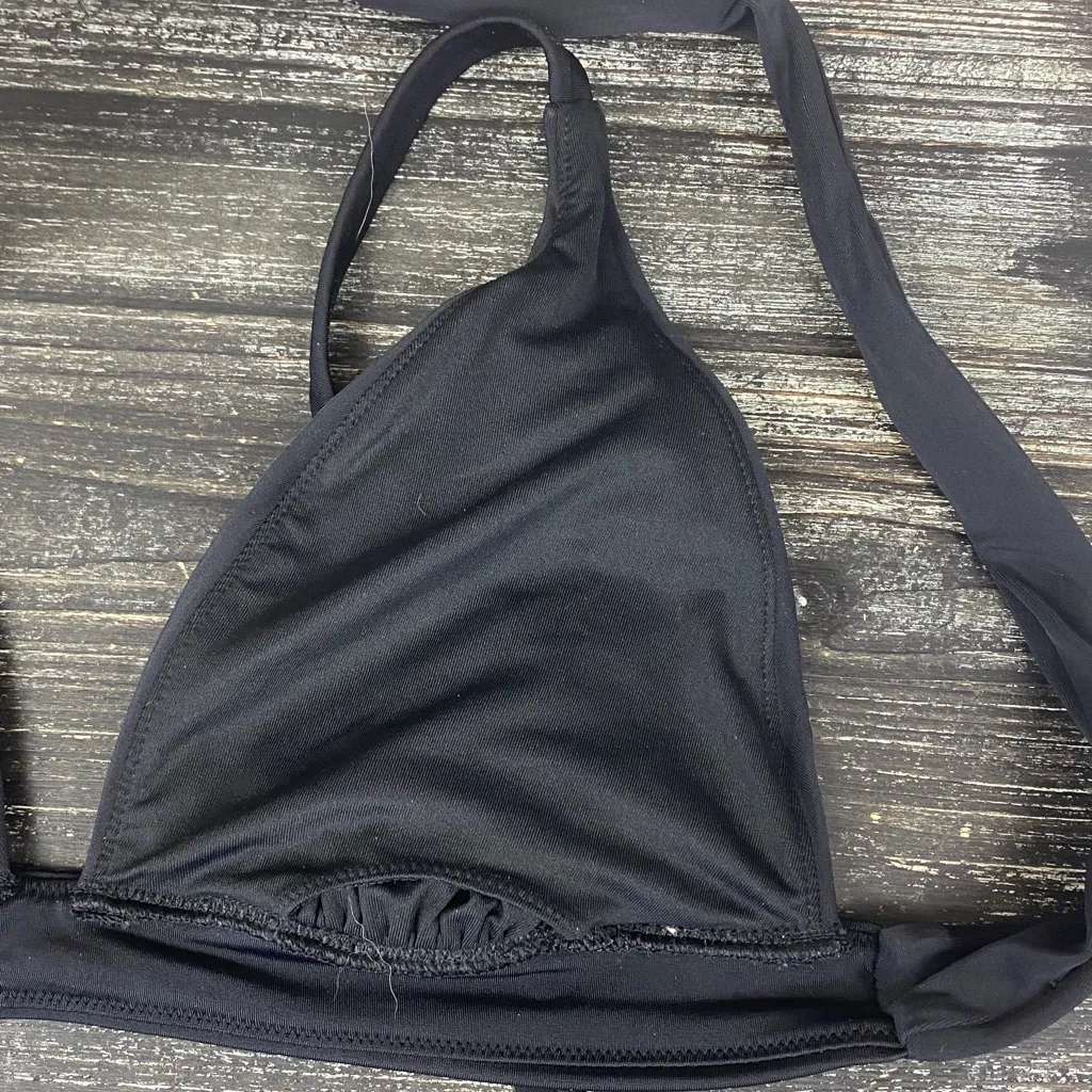 Victoria’s Secret Black Triangle Tie Bikini Swim Bathing Suit Top M - Image 3